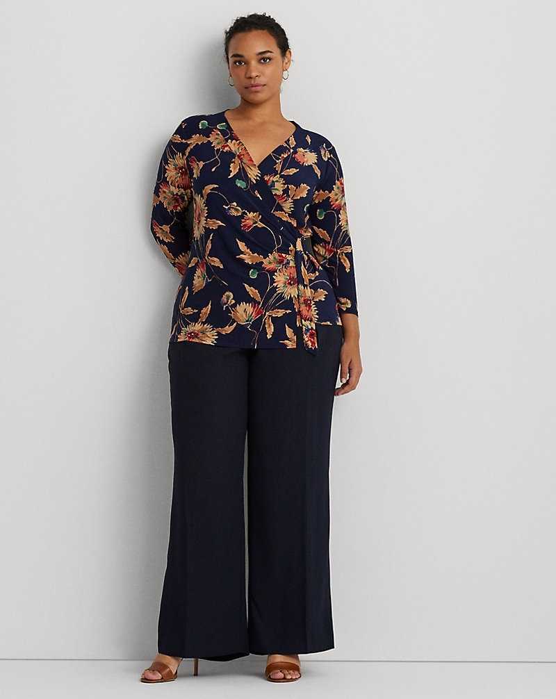Tops Ralph Lauren Floral Stretch Jersey Top Mujer Navy/Tan/Multi | PMOZBEY-06 - vista 3