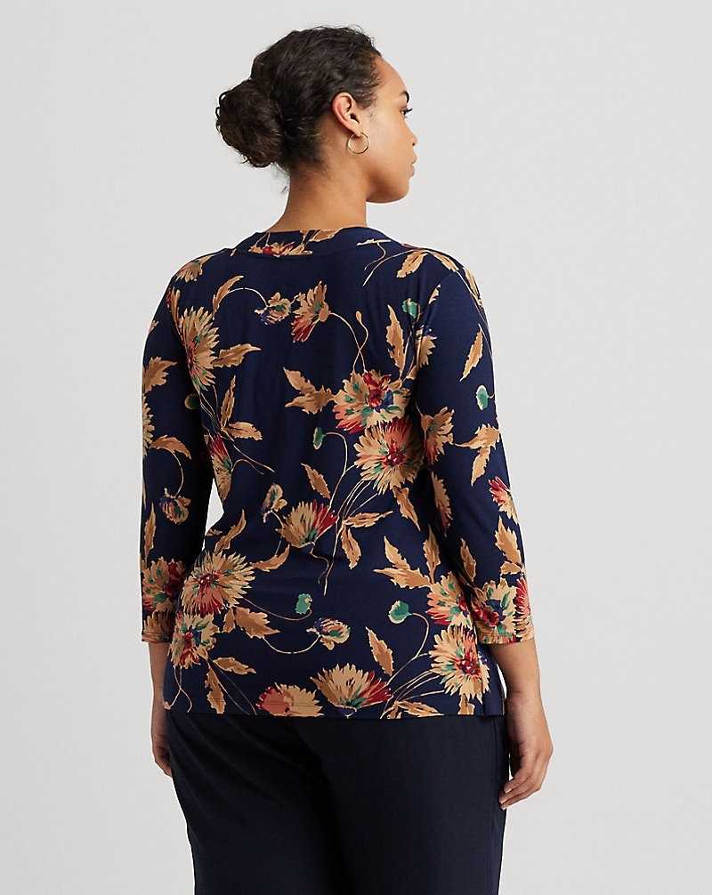 Tops Ralph Lauren Floral Stretch Jersey Top Mujer Navy/Tan/Multi | PMOZBEY-06 - vista 4