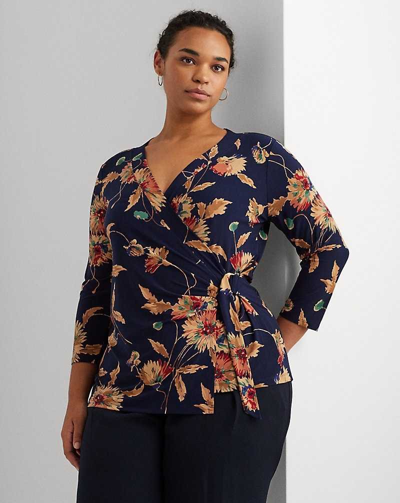 Tops Ralph Lauren Floral Stretch Jersey Top Mujer Navy/Tan/Multi | PMOZBEY-06 - vista 1