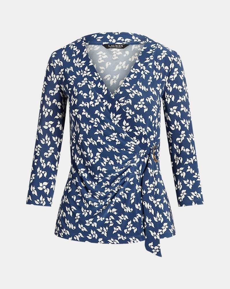 Tops Ralph Lauren Floral Stretch Jersey Top Mujer Blue/Cream | LTPFGRN-38 - vista 2