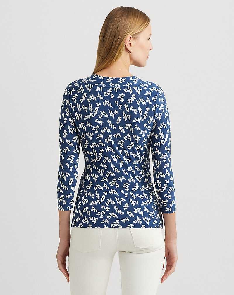 Tops Ralph Lauren Floral Stretch Jersey Top Mujer Blue/Cream | LTPFGRN-38 - vista 4