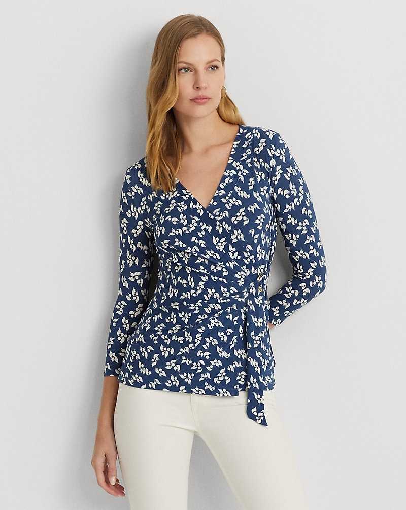 Tops Ralph Lauren Floral Stretch Jersey Top Mujer Blue/Cream | LTPFGRN-38 - vista 1