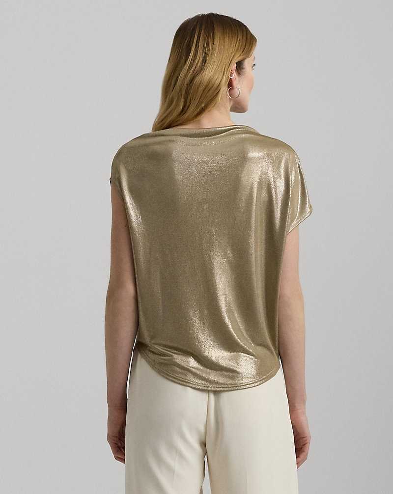Tops Ralph Lauren Foil-Print Jersey Off-the-Shoulder Top Mujer Medium Pewter | DOQFBPV-52 - vista 4