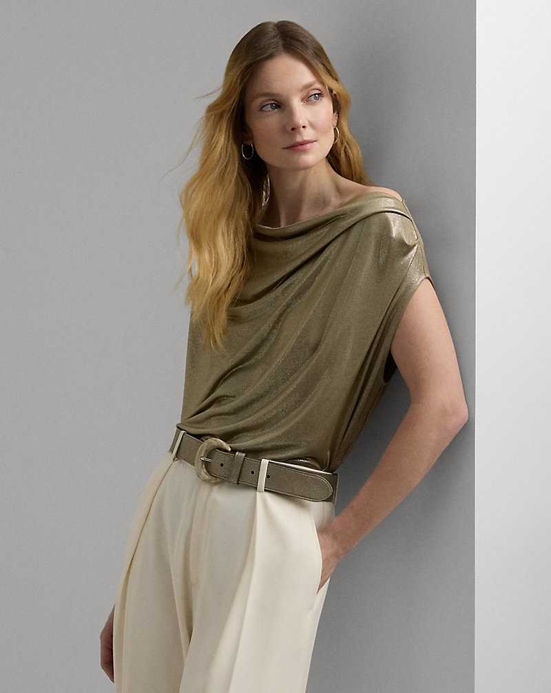 Tops Ralph Lauren Foil-Print Jersey Off-the-Shoulder Top Mujer Medium Pewter | DOQFBPV-52 - vista 1