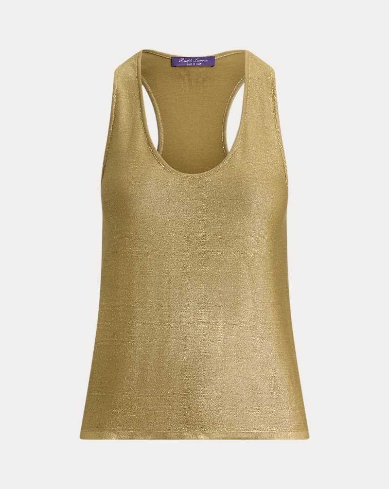 Tops Ralph Lauren Foiled Silk Jersey Top Mujer Dorados | LDOBRIH-05 - vista 2