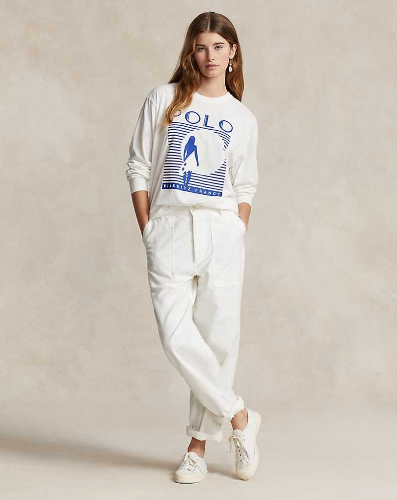 Tops Ralph Lauren Graphic Logo Long-Sleeve Tee Mujer Nevis | DJPCQIN-67 - vista 3