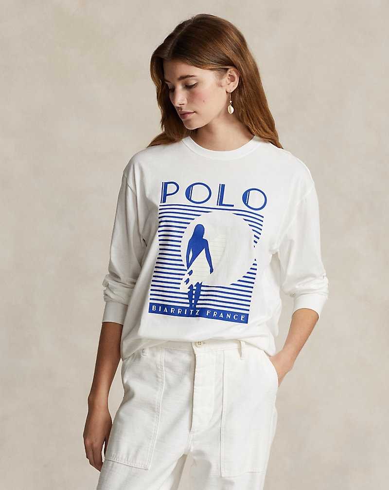 Tops Ralph Lauren Graphic Logo Long-Sleeve Tee Mujer Nevis | DJPCQIN-67 - vista 1