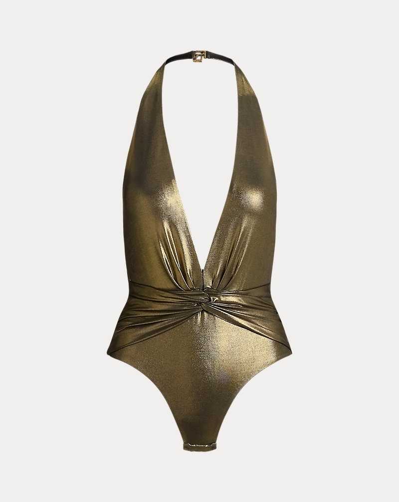 Tops Ralph Lauren Laminated Jersey Plunge Bodysuit Mujer Dorados | RAOBKLC-23 - vista 2