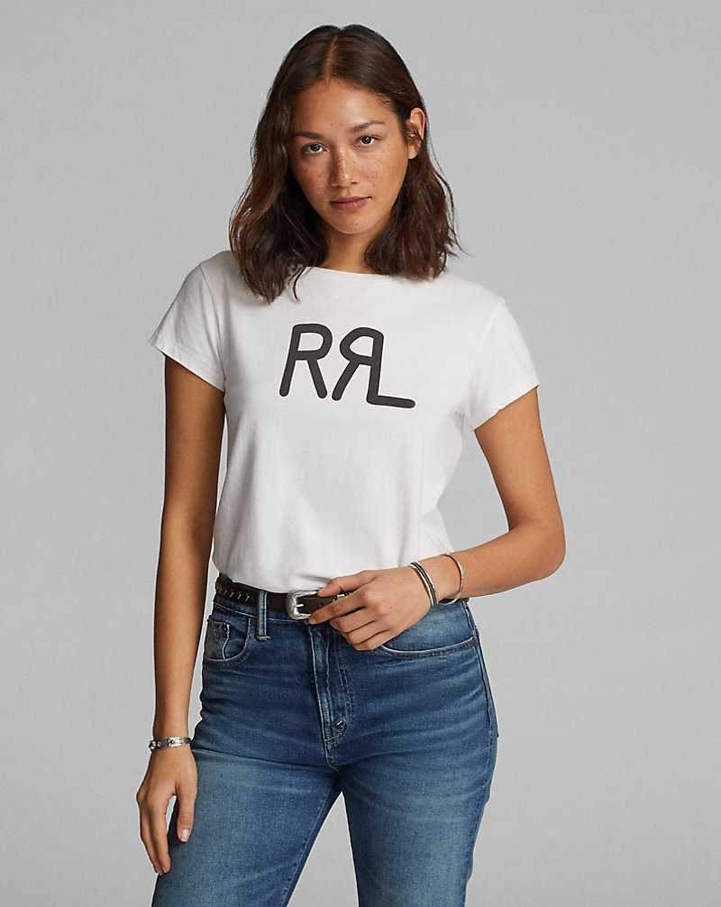 Tops Ralph Lauren Logo Cotton Jersey Tee Mujer Blancos | FVXCEZY-76 - vista 2