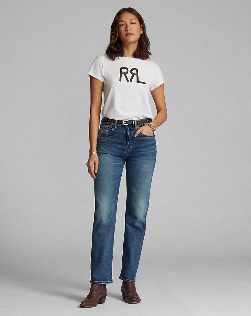 Tops Ralph Lauren Logo Cotton Jersey Tee Mujer Blancos | FVXCEZY-76 - vista 3