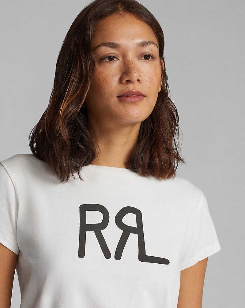 Tops Ralph Lauren Logo Cotton Jersey Tee Mujer Blancos | FVXCEZY-76 - vista 5