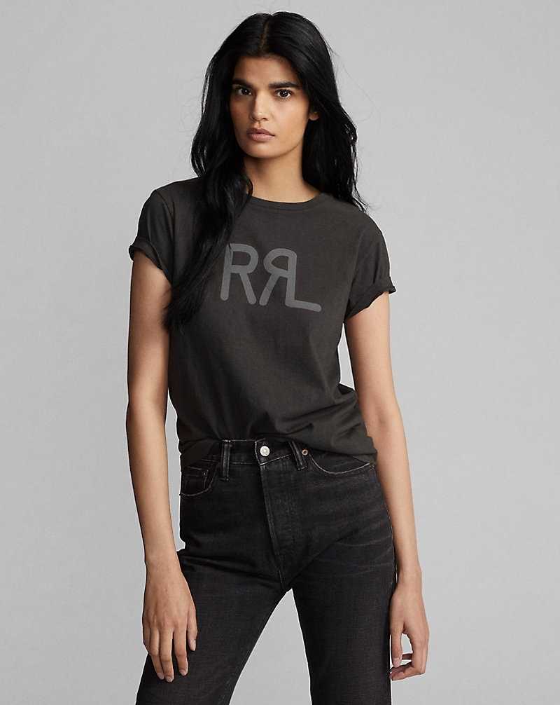 Tops Ralph Lauren Logo Cotton Jersey Tee Mujer Negros | MAZPRQH-34 - vista 2