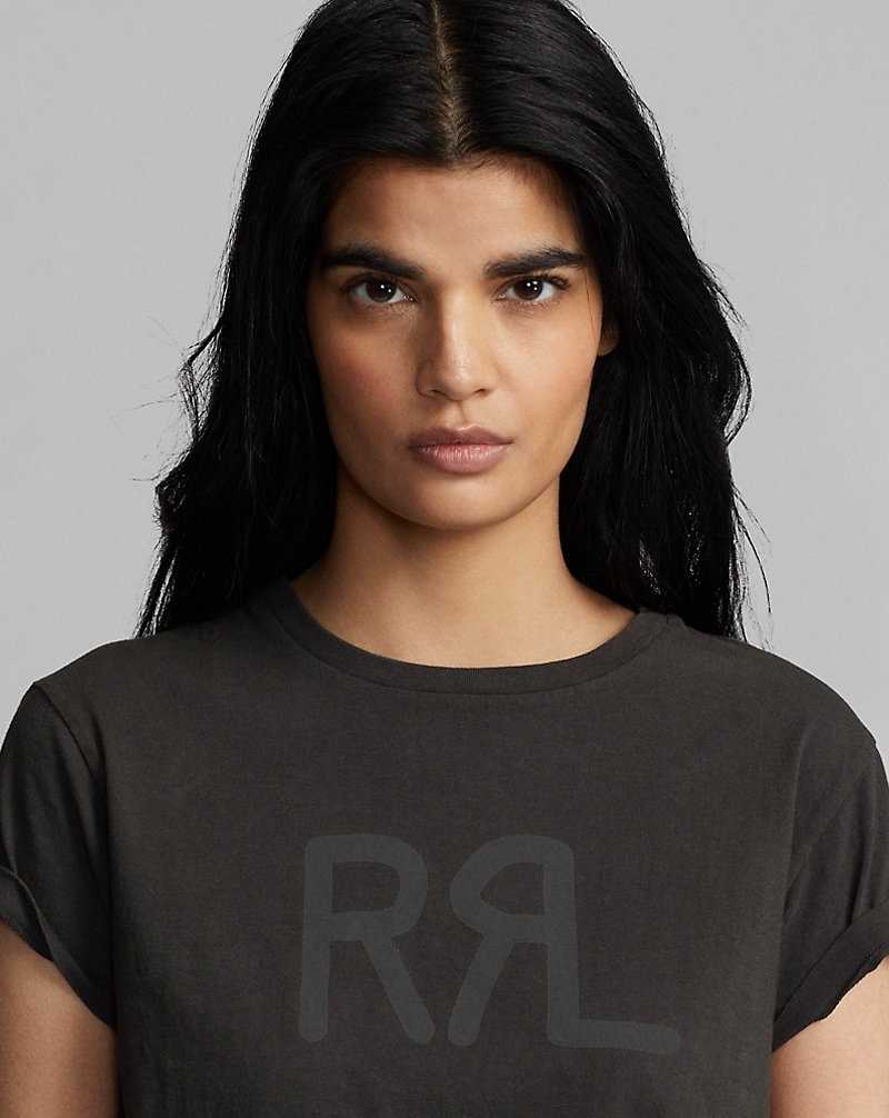 Tops Ralph Lauren Logo Cotton Jersey Tee Mujer Negros | MAZPRQH-34 - vista 5