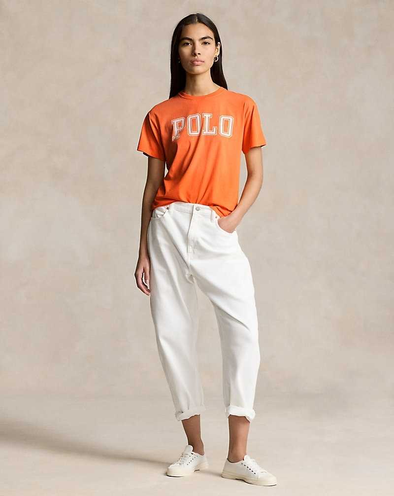 Tops Ralph Lauren Logo Jersey Crewneck Tee Mujer Naranjas | XNKVIPE-28 - vista 3