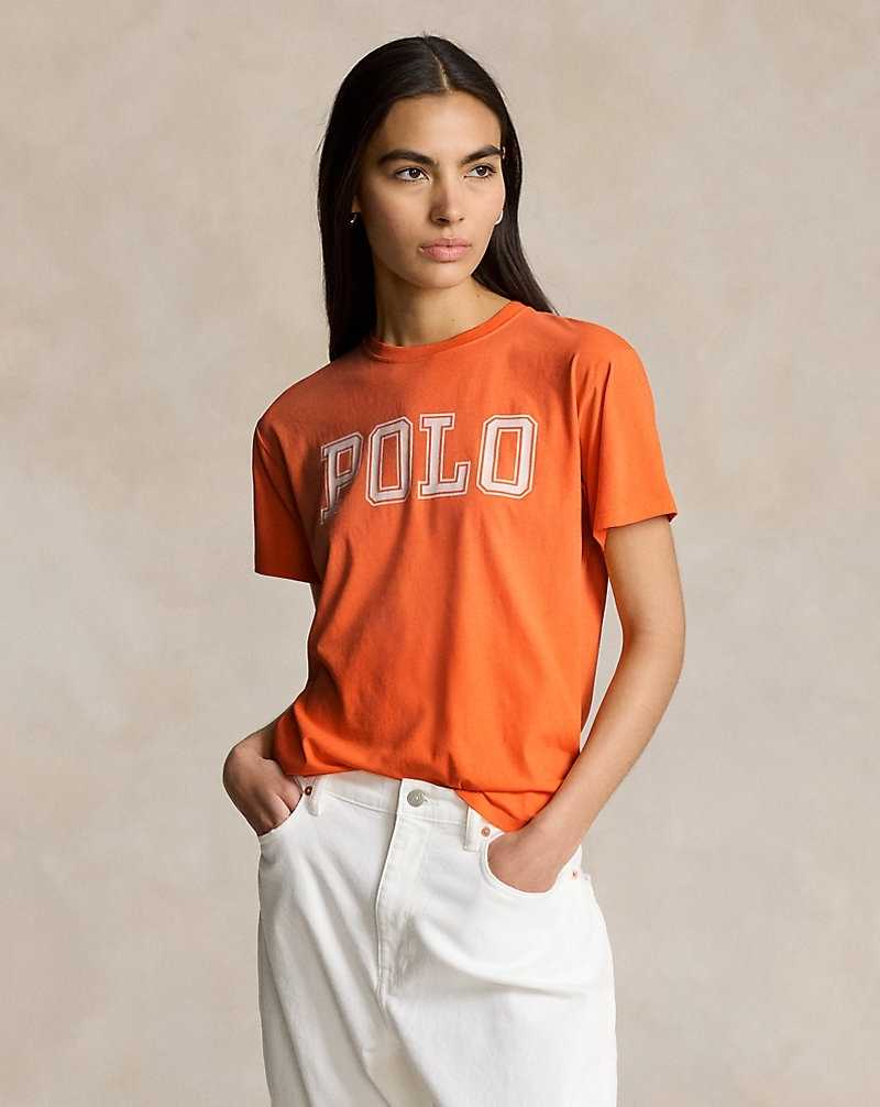 Tops Ralph Lauren Logo Jersey Crewneck Tee Mujer Naranjas | XNKVIPE-28 - vista 1