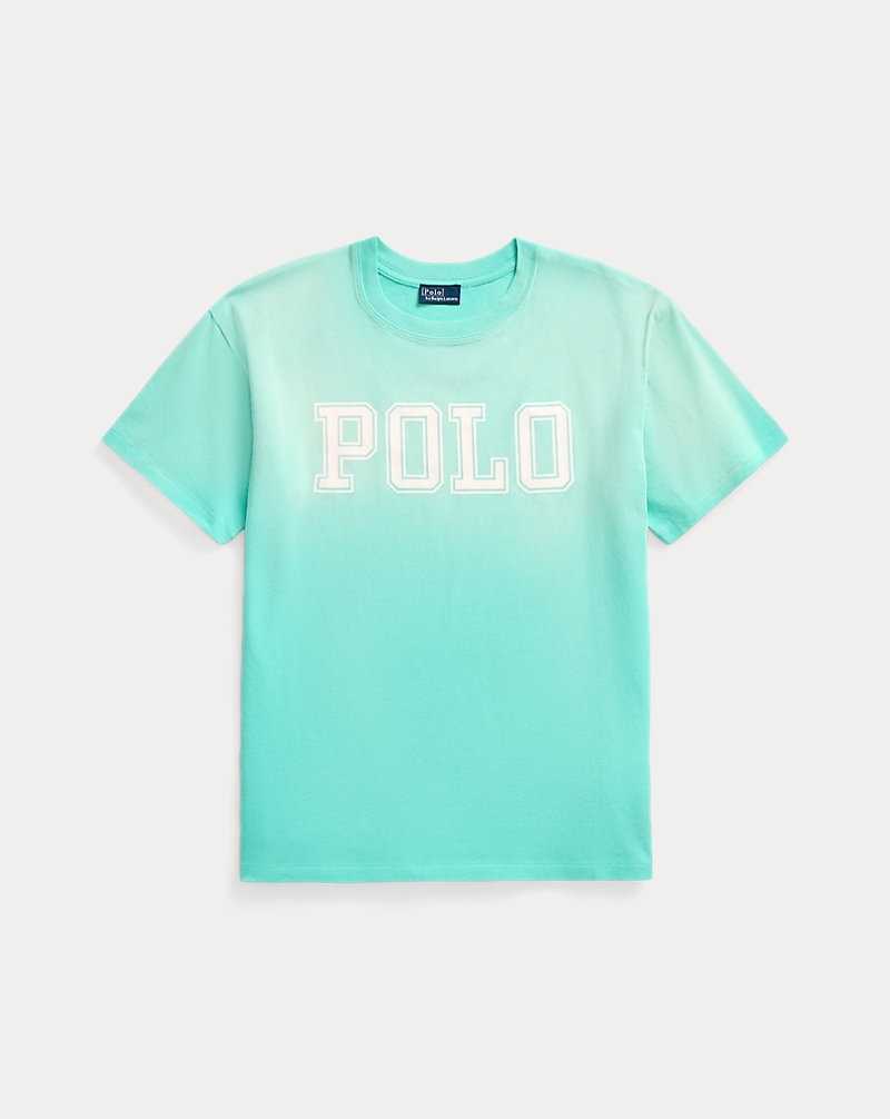 Tops Ralph Lauren Logo Jersey Crewneck Tee Mujer Aqua Glass | ZQNBTPH-16 - vista 2