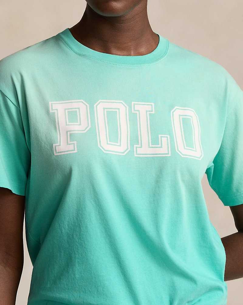 Tops Ralph Lauren Logo Jersey Crewneck Tee Mujer Aqua Glass | ZQNBTPH-16 - vista 5