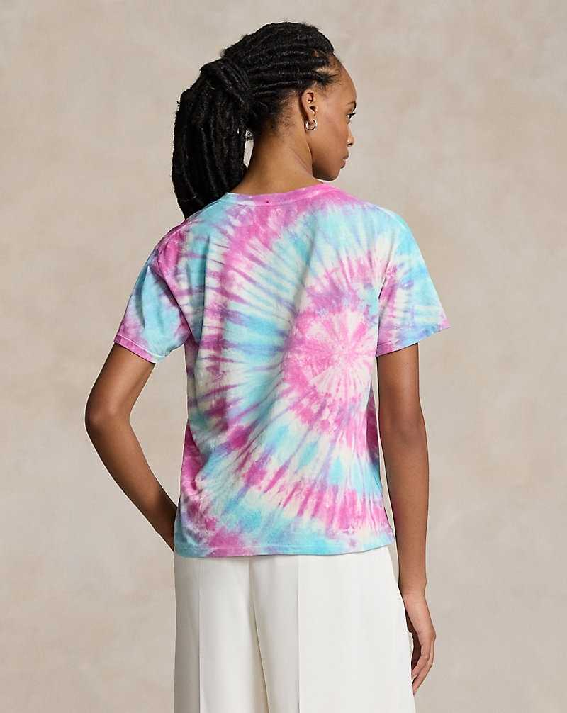 Tops Ralph Lauren Logo Tie-Dye Cotton Jersey Tee Mujer Pink/blue Tie Dye | CBANDGT-26 - vista 4