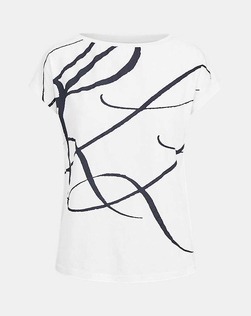 Tops Ralph Lauren Logo-Print Cotton-Blend Top Mujer Blancos | WUYMDFL-16 - vista 2