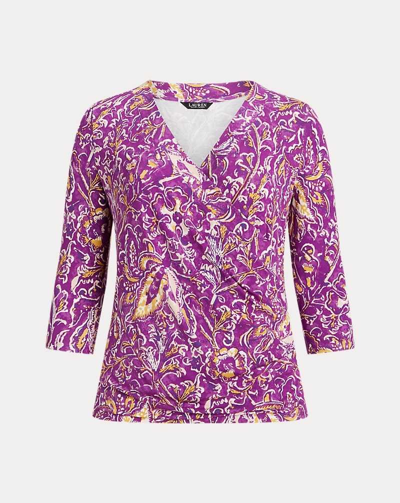 Tops Ralph Lauren Print Surplice Jersey Top Mujer Purple/Yellow/Cream | WMGQKUS-15 - vista 2