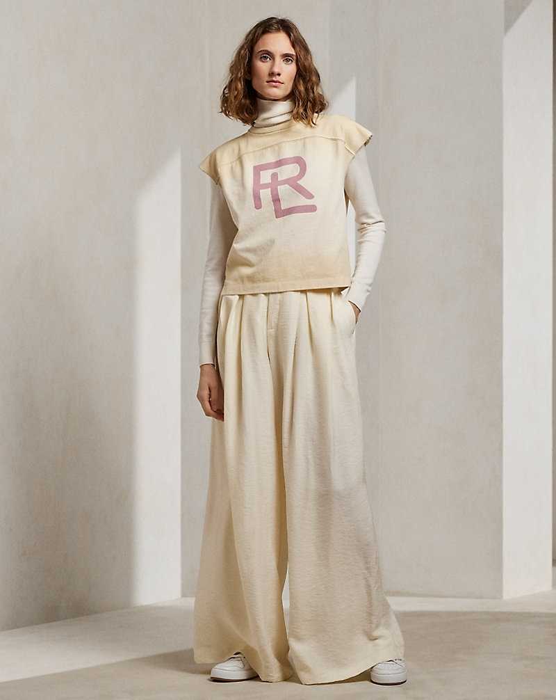 Tops Ralph Lauren RL Cotton Jersey Graphic Tee Mujer Butter | POBLMYU-64 - vista 3