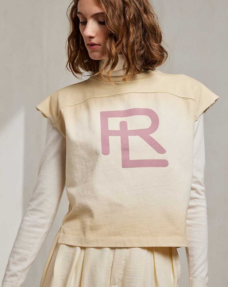 Tops Ralph Lauren RL Cotton Jersey Graphic Tee Mujer Butter | POBLMYU-64 - vista 5