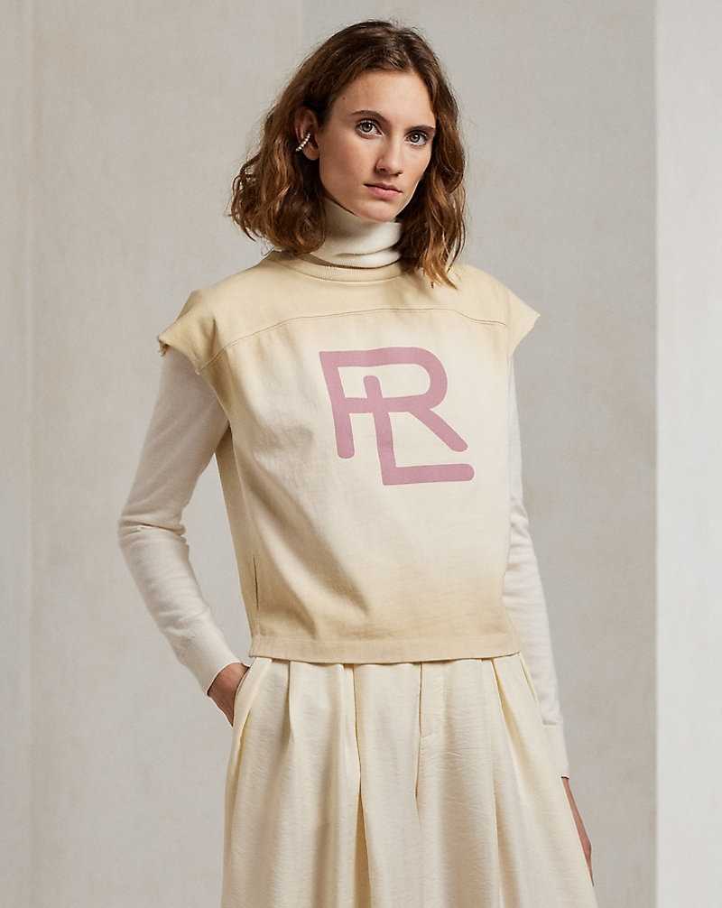 Tops Ralph Lauren RL Cotton Jersey Graphic Tee Mujer Butter | POBLMYU-64 - vista 1
