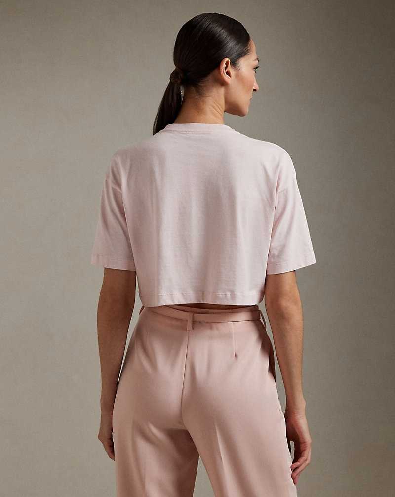 Tops Ralph Lauren RL Jersey Cropped Tee Mujer Blush | RGLSZOV-69 - vista 4