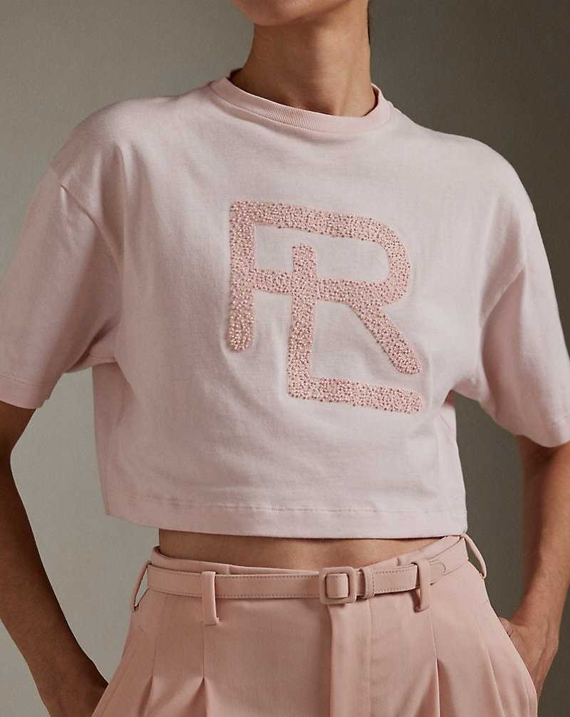 Tops Ralph Lauren RL Jersey Cropped Tee Mujer Blush | RGLSZOV-69 - vista 5