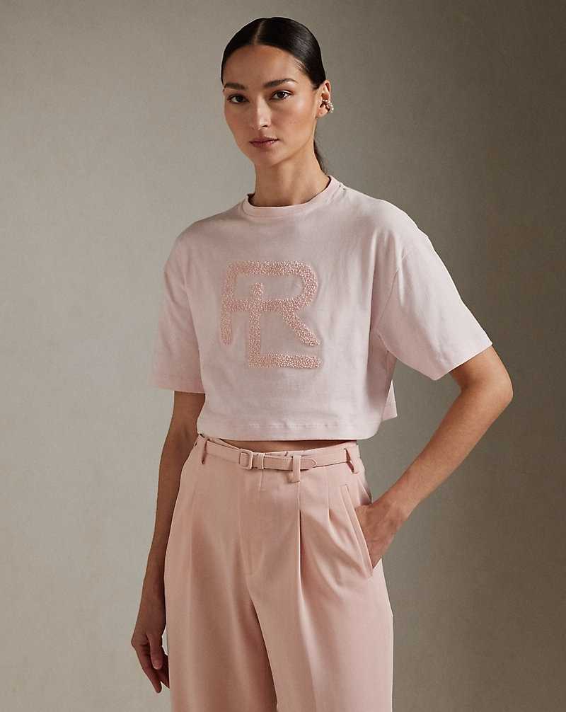 Tops Ralph Lauren RL Jersey Cropped Tee Mujer Blush | RGLSZOV-69 - vista 1