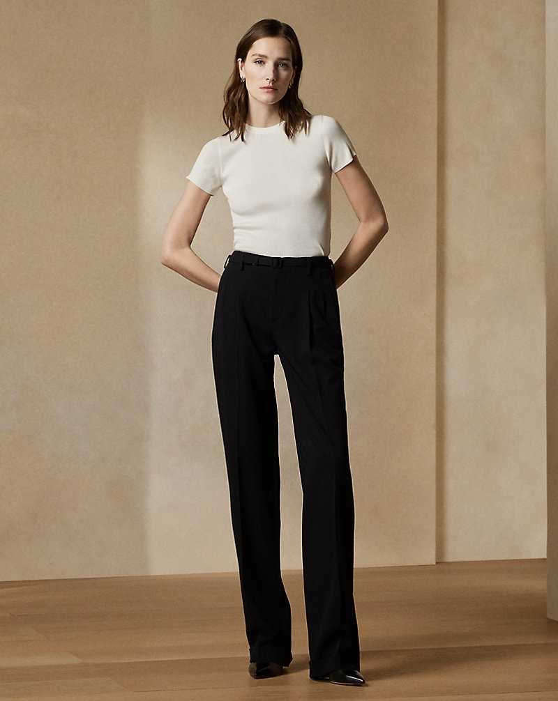 Tops Ralph Lauren Rib-Knit Silk Tee Mujer Creme | RJGCYHS-03 - vista 3