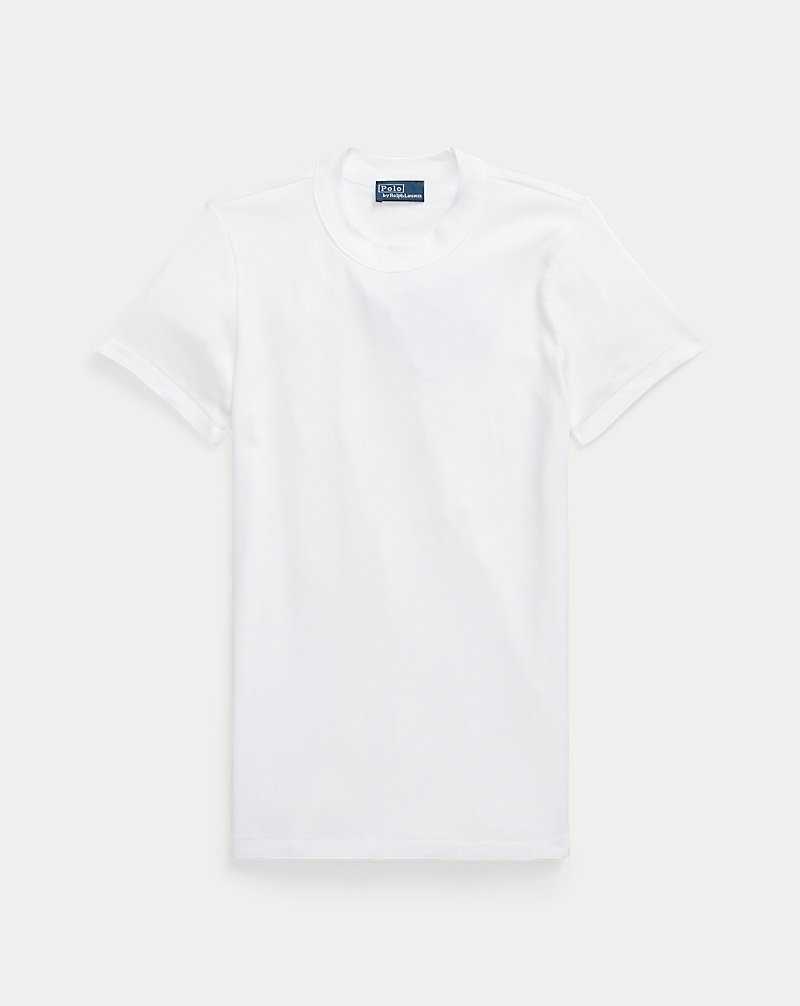 Tops Ralph Lauren Rib-knit Cotton Tee Mujer Blancos | WBPGFTE-23 - vista 2