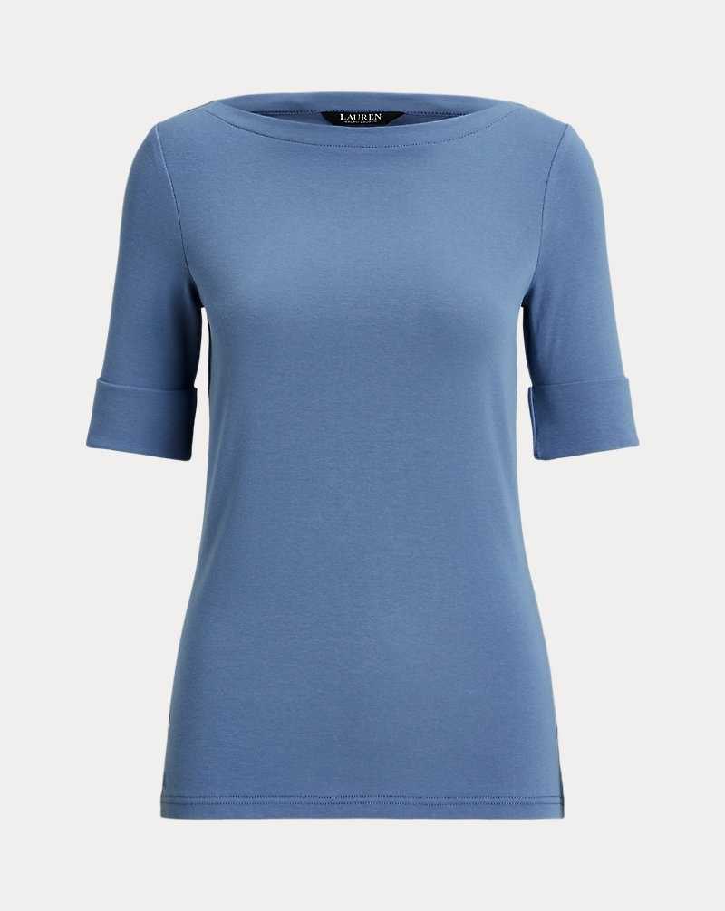 Tops Ralph Lauren Stretch Cotton Boatneck Tee Mujer Azur | AJSMTIG-70 - vista 2