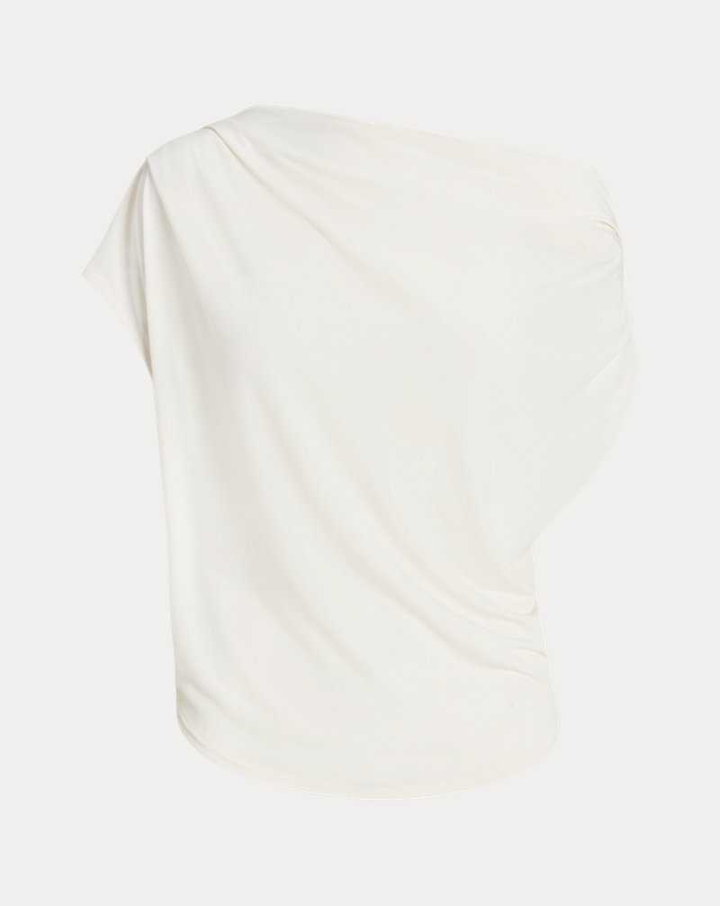 Tops Ralph Lauren Stretch Jersey Off-the-Shoulder Top Mujer Creme | ZJTFSED-46 - vista 2