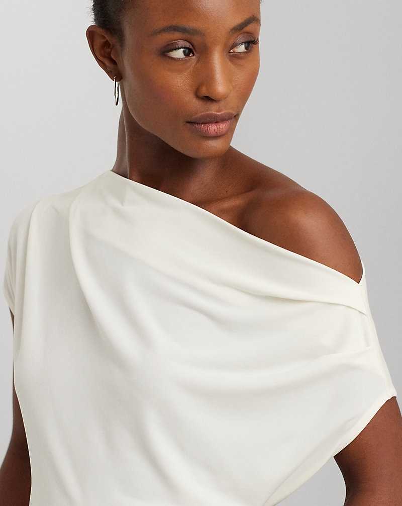 Tops Ralph Lauren Stretch Jersey Off-the-Shoulder Top Mujer Creme | ZJTFSED-46 - vista 5
