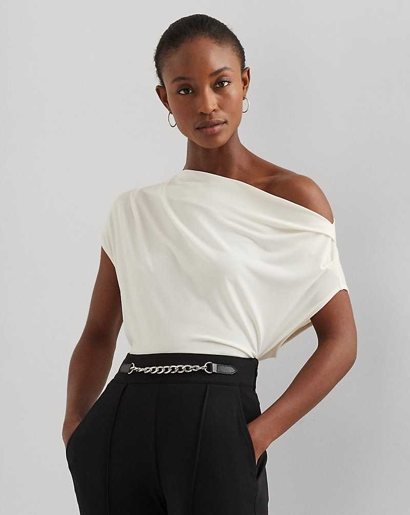 Tops Ralph Lauren Stretch Jersey Off-the-Shoulder Top Mujer Creme | ZJTFSED-46 - vista 1