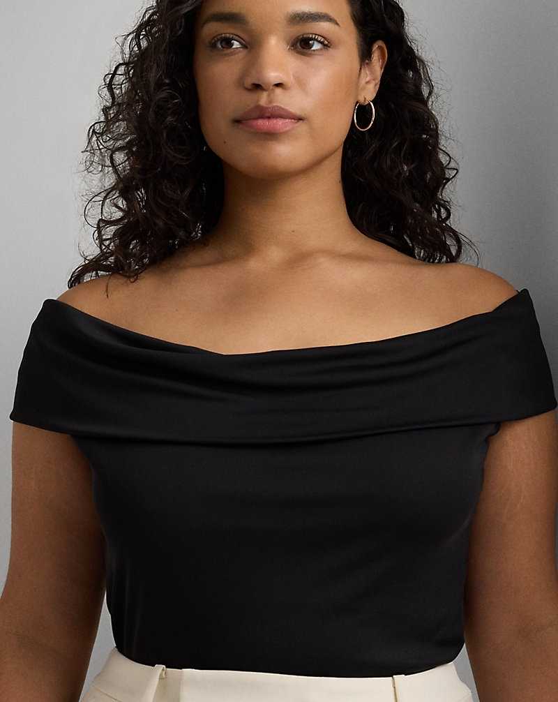 Tops Ralph Lauren Stretch Jersey Off-the-Shoulder Top Mujer Negros | TWXGUJN-12 - vista 5