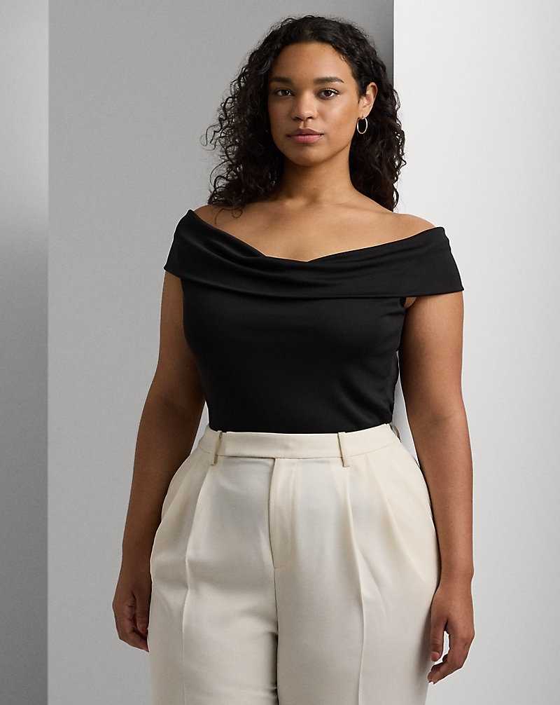 Tops Ralph Lauren Stretch Jersey Off-the-Shoulder Top Mujer Negros | TWXGUJN-12 - vista 1