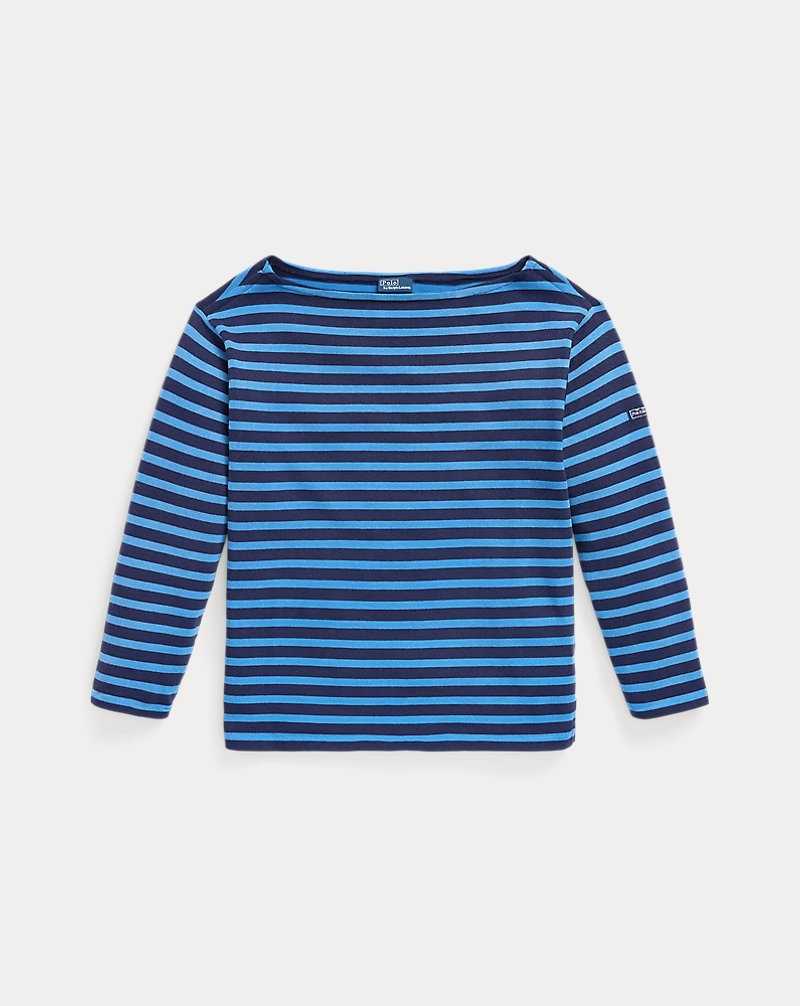 Tops Ralph Lauren Striped Boatneck Jersey Tee Mujer Azul Marino | LFDKEIU-20 - vista 2