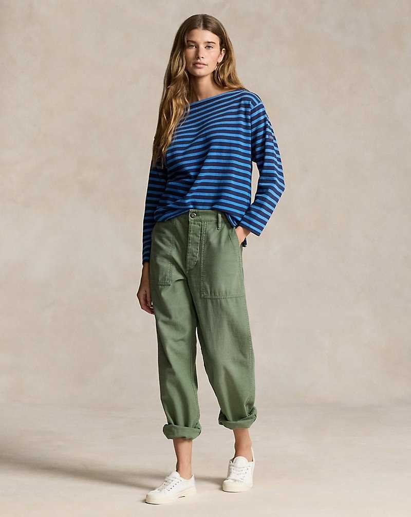 Tops Ralph Lauren Striped Boatneck Jersey Tee Mujer Azul Marino | LFDKEIU-20 - vista 3