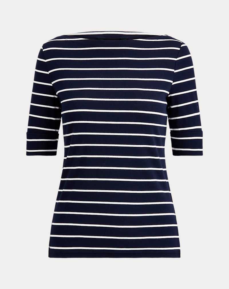 Tops Ralph Lauren Striped Boatneck Top Mujer Lauren Navy/White | LNEVJAC-81 - vista 2