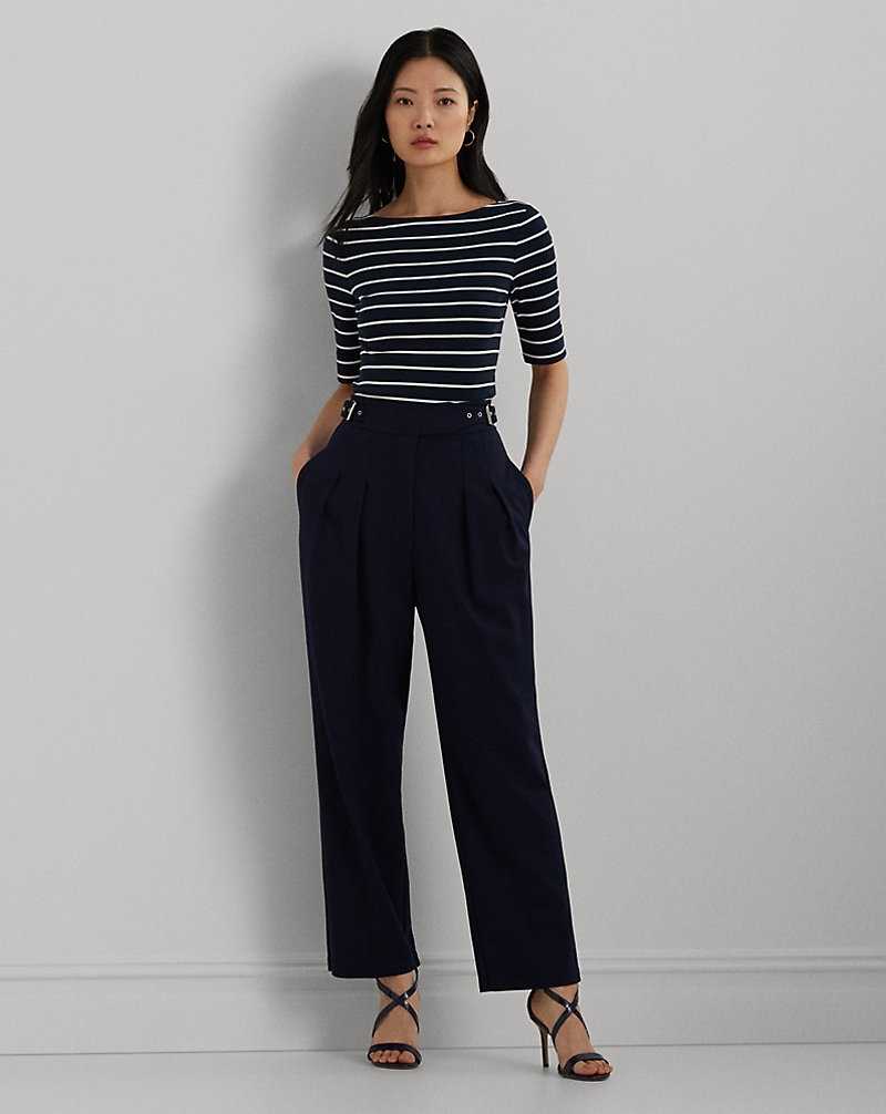 Tops Ralph Lauren Striped Boatneck Top Mujer Lauren Navy/White | LNEVJAC-81 - vista 3