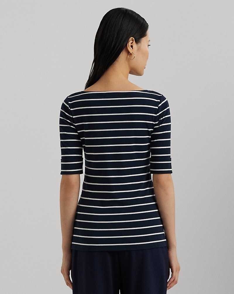 Tops Ralph Lauren Striped Boatneck Top Mujer Lauren Navy/White | LNEVJAC-81 - vista 4
