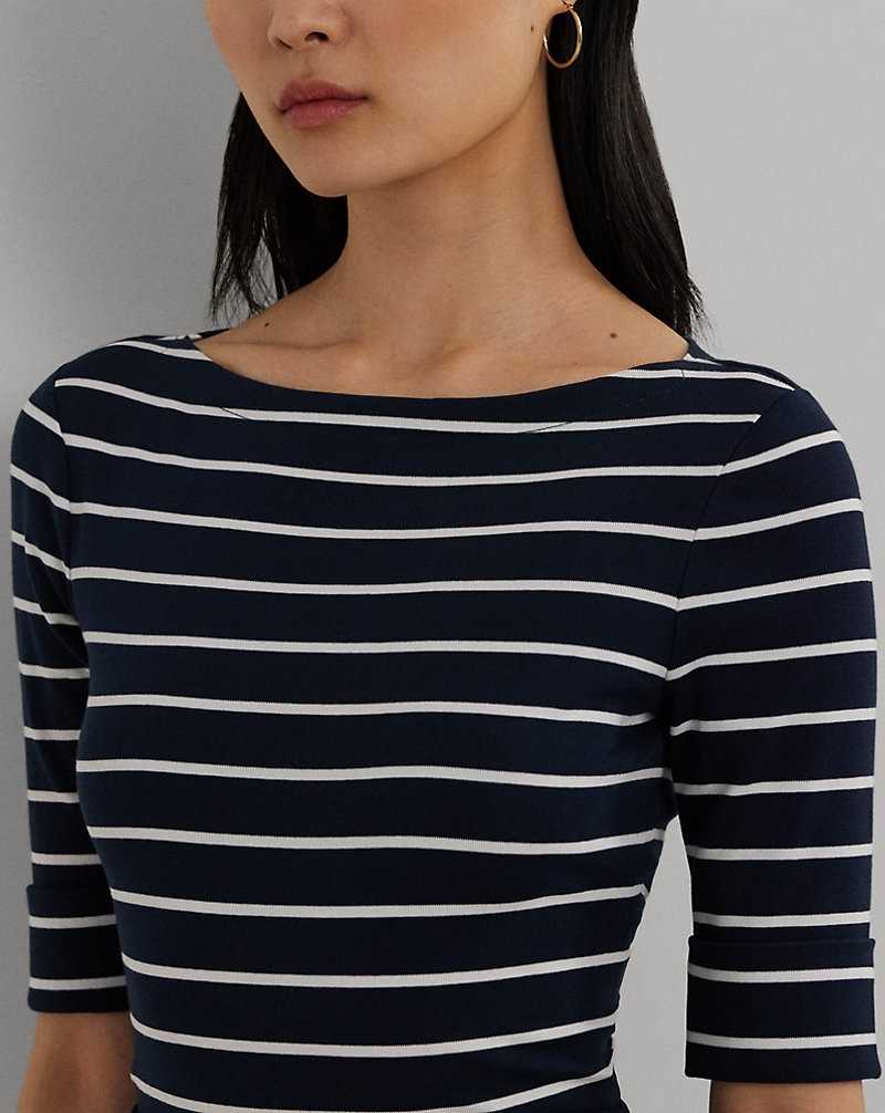 Tops Ralph Lauren Striped Boatneck Top Mujer Lauren Navy/White | LNEVJAC-81 - vista 5