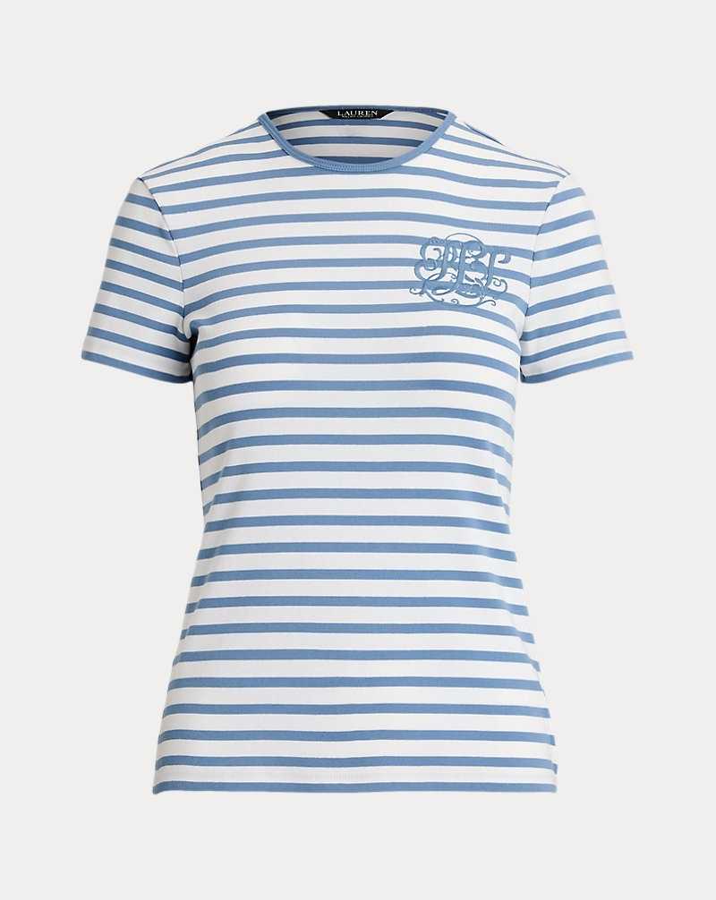 Tops Ralph Lauren Striped Stretch Cotton Crewneck Tee Mujer Azur | ZPUMDJS-37 - vista 2