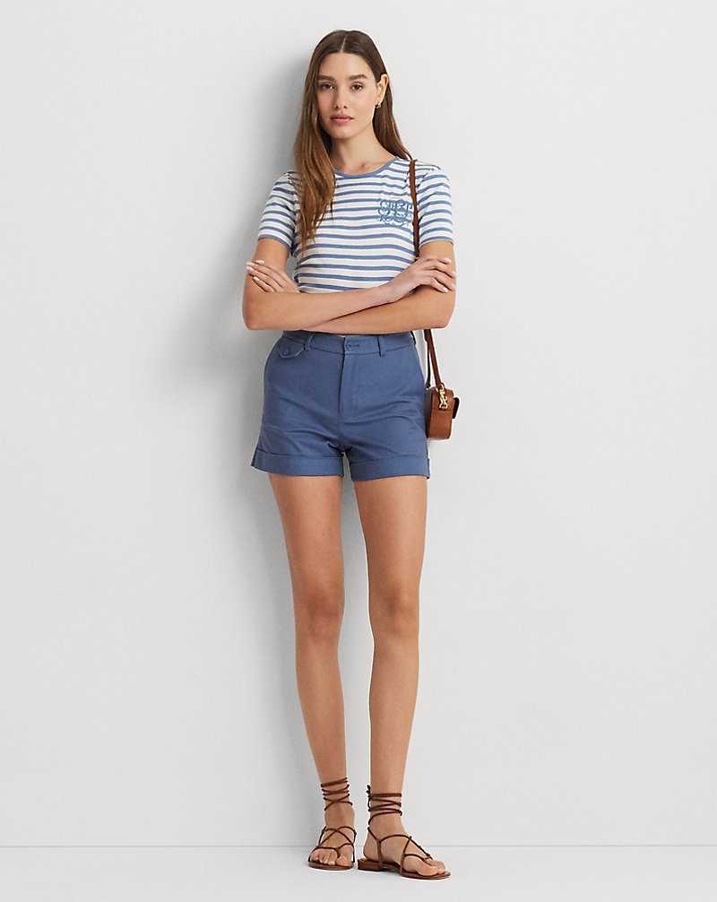 Tops Ralph Lauren Striped Stretch Cotton Crewneck Tee Mujer Azur | ZPUMDJS-37 - vista 3