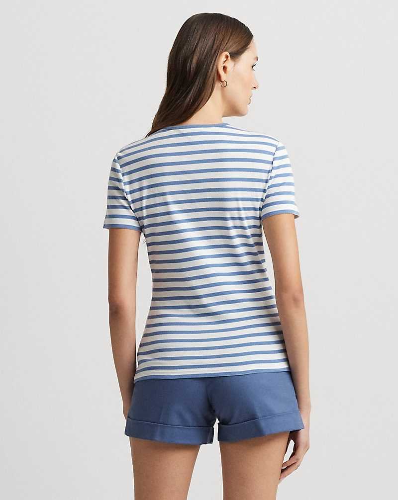 Tops Ralph Lauren Striped Stretch Cotton Crewneck Tee Mujer Azur | ZPUMDJS-37 - vista 4