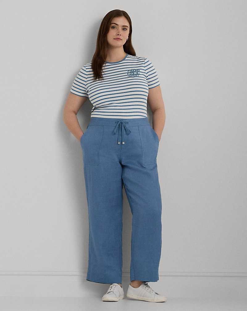 Tops Ralph Lauren Striped Stretch Cotton Crewneck Tee Mujer Azur | HWFPGMR-93 - vista 3