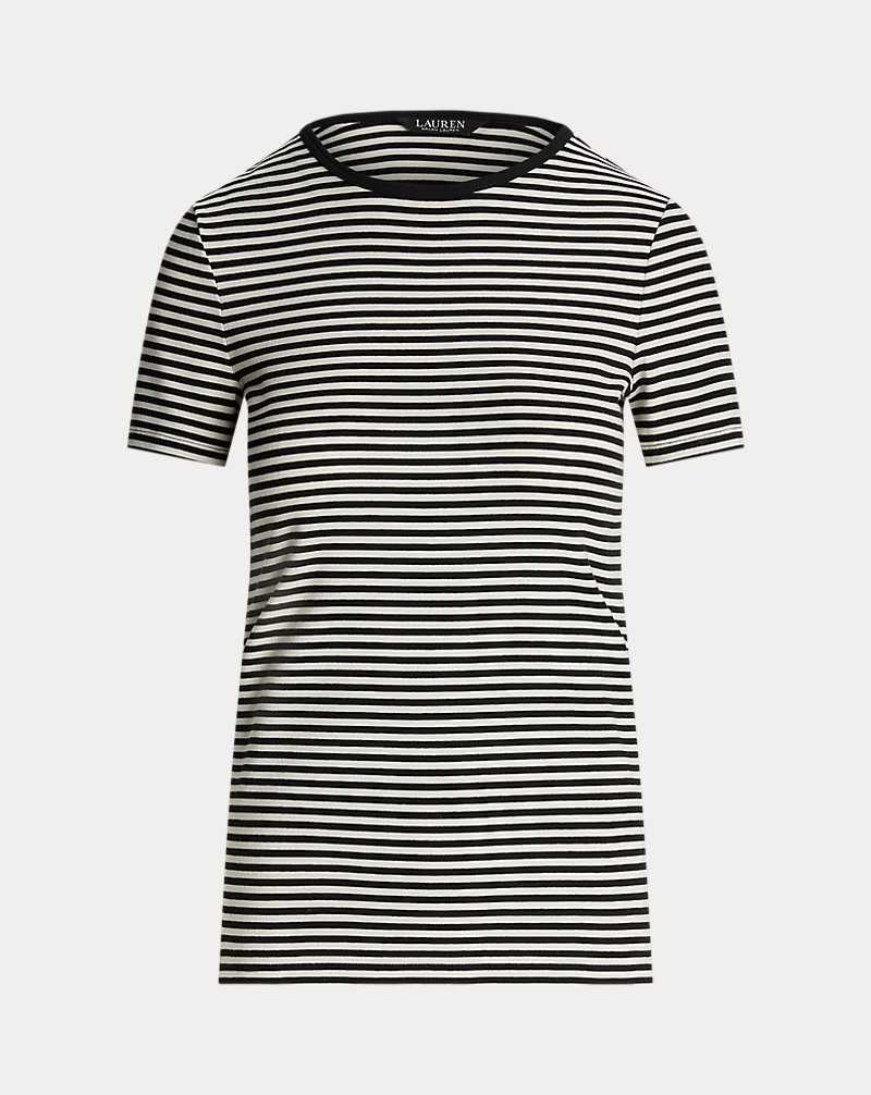 Tops Ralph Lauren Striped Stretch Cotton Crewneck Tee Mujer Creme | YLKMNBO-16 - vista 2