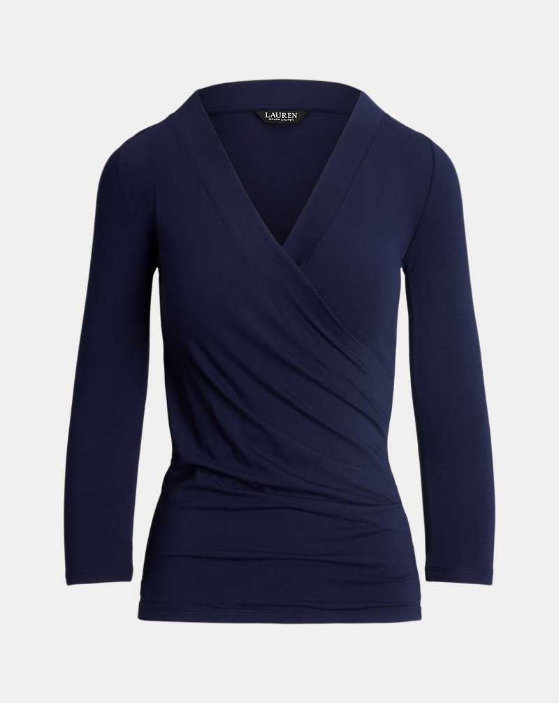 Tops Ralph Lauren Surplice Jersey Top Mujer Azul Marino | HGTUELQ-64 - vista 2